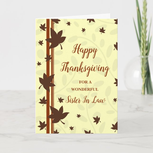 Cartes Pour Fêtes Annuelles Automne Laisse Bon thanksgiving Soeur En Droit (Devant)
