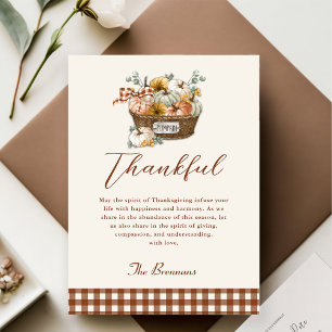 Cartes Pour Fêtes Annuelles Automne Rustique Réflexion Citrouille Plaid Thanks