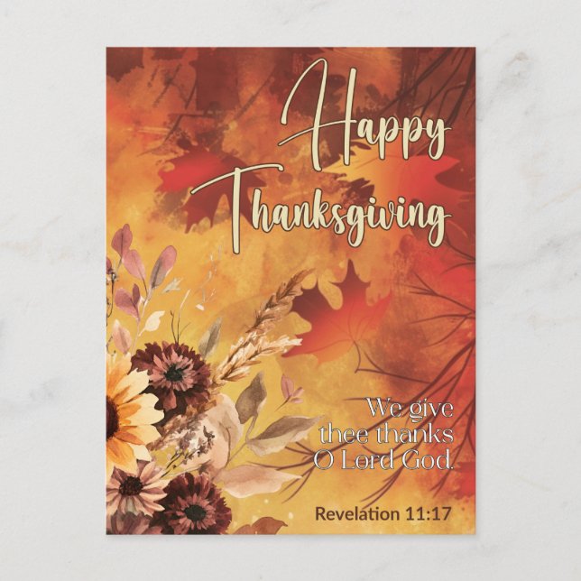 Cartes Pour Fêtes Annuelles Automne Sun Apocalypse 11:17 Bon thanksgiving (Devant)