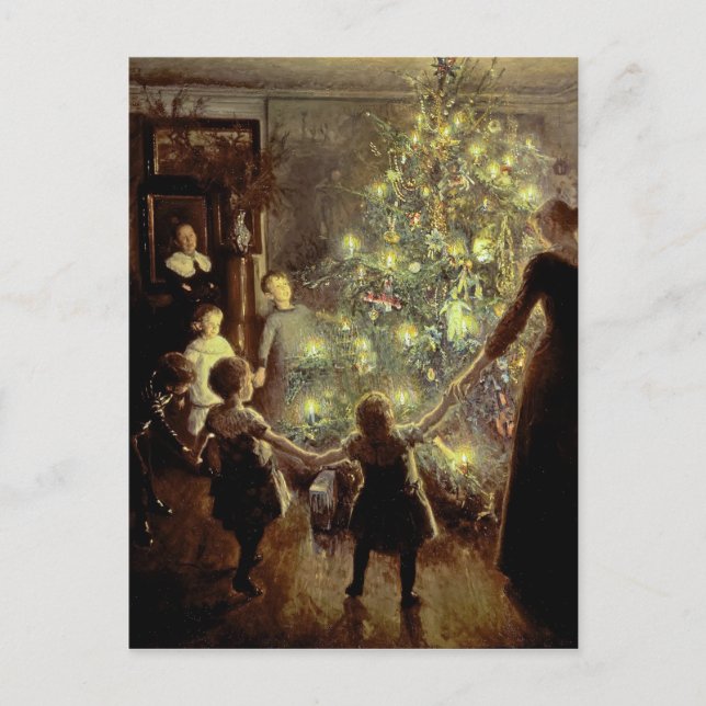 Cartes Pour Fêtes Annuelles Autour de l'arbre de Noël (Devant)