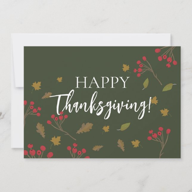 Cartes Pour Fêtes Annuelles Autumn Leaves Green Family Bon thanksgiving (Devant)