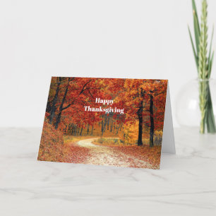 Cartes Pour Fêtes Annuelles Autumn Red Trees Road Photo Thanksgiving