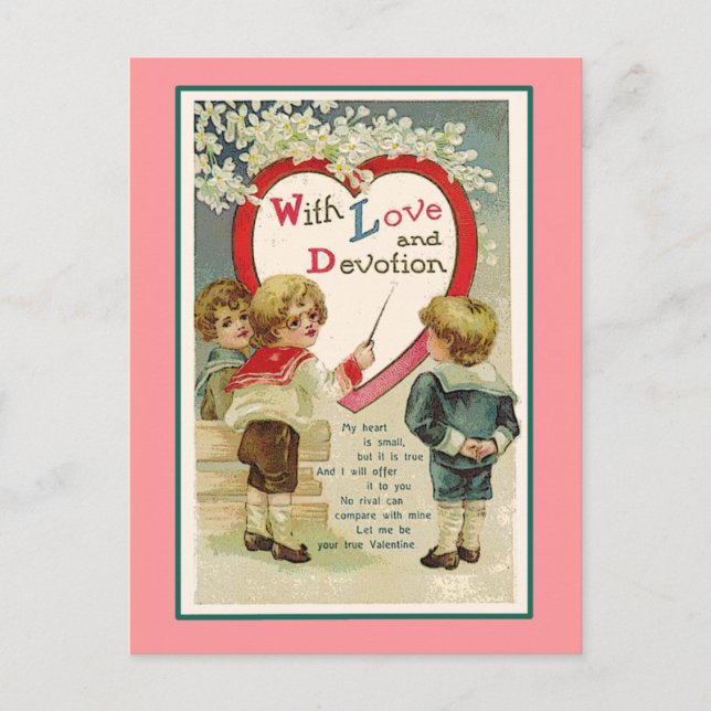 Cartes Pour Fêtes Annuelles Avec amour et dévotion Valentine victorienne (Devant)