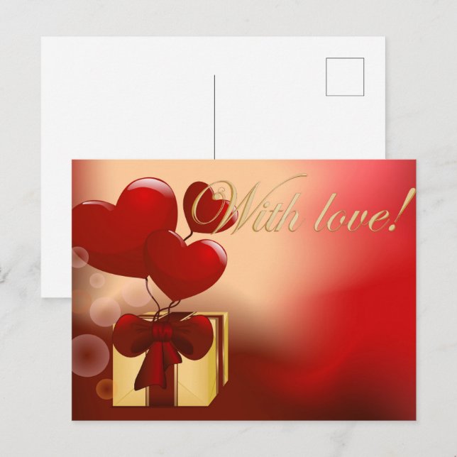 Cartes Pour Fêtes Annuelles Avec amour, Saint Valentin (Devant / Derrière)