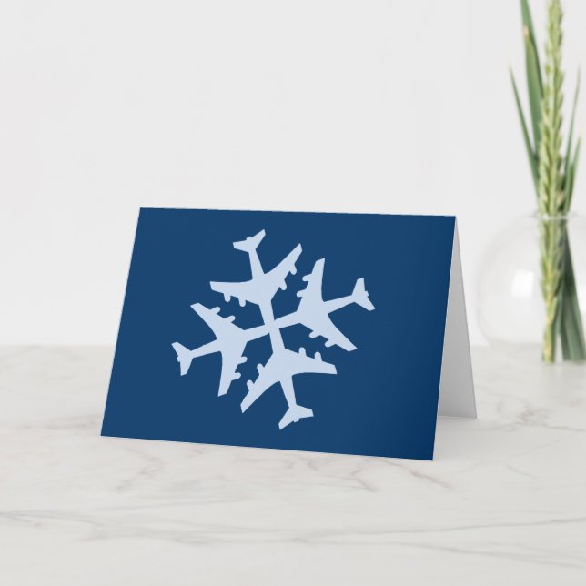 Cartes Pour Fêtes Annuelles Avion de flocon de neige (Devant)