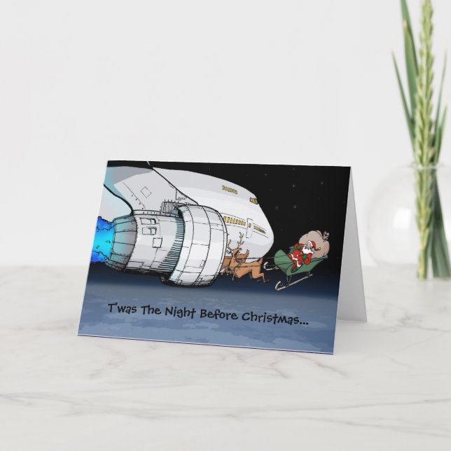 Cartes Pour Fêtes Annuelles Avion de ligne Père Noël (Devant)