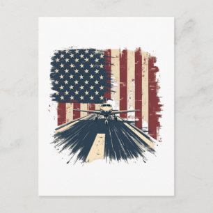 Cartes Pour Fêtes Annuelles Avion pilote Avion American Flag Plane Aviation