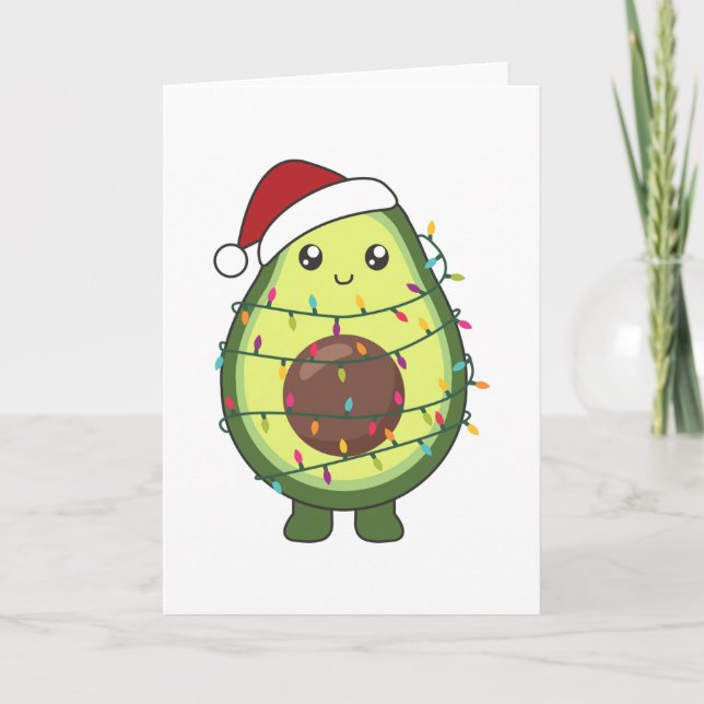 Cartes Pour Fêtes Annuelles Avocado illuminations de Noël Drôle Avocados (Devant)