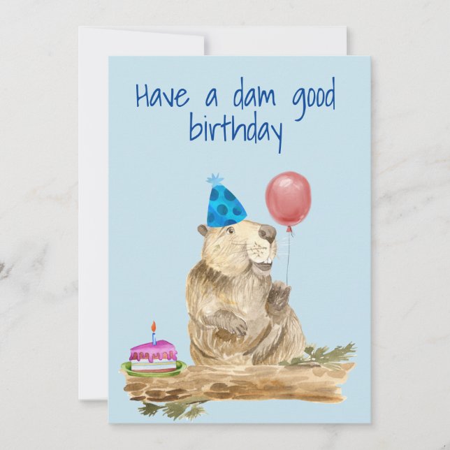Cartes Pour Fêtes Annuelles Avoir un bon barrage Anniversaire Cute Beaver (Devant)