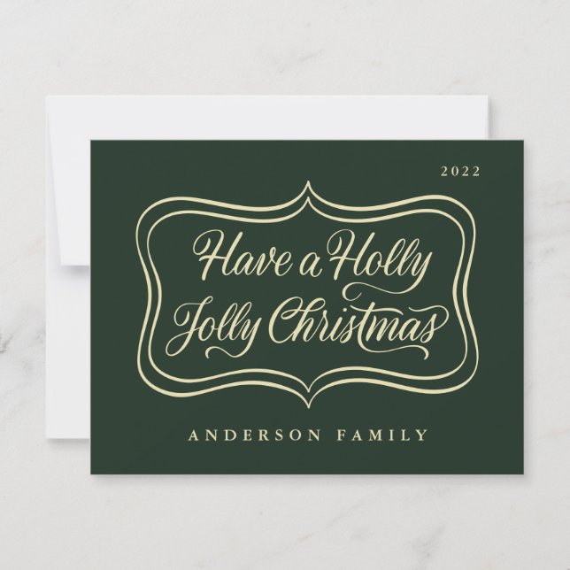 Cartes Pour Fêtes Annuelles Avoir un cadre en or classique de Noël Holly Jolly (Devant)
