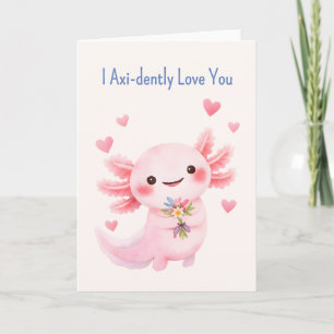 Cartes Pour Fêtes Annuelles Axolotl avec un bouquet d'amour de salamandre
