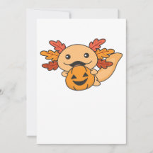 Axolotl d'automne avec feuilles d'automne Citrouil