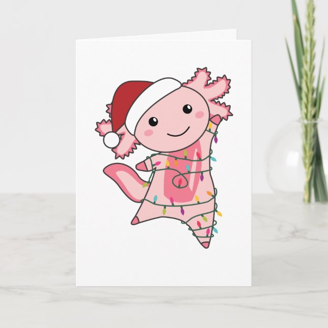 Cartes Pour Fêtes Annuelles Axolotl Joyeux Noël Animaux d'hiver Axolotls et (Devant)