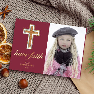 Cartes Pour Fêtes Annuelles Ayez la foi Croix religieuse Photo de Noël