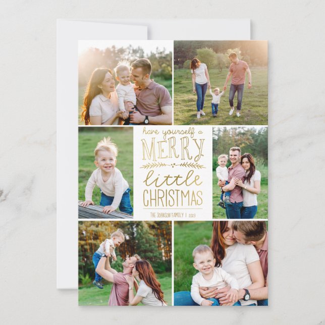 Cartes Pour Fêtes Annuelles Ayez un joyeux petit Noël six photos (Devant)