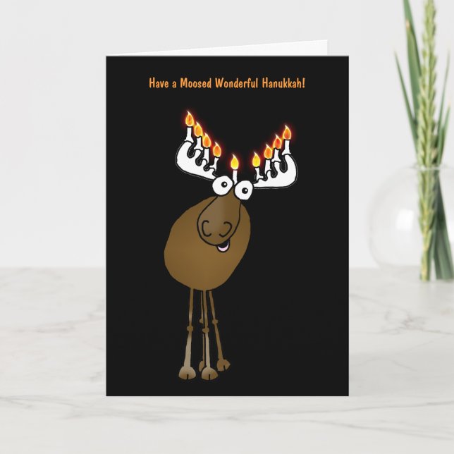 Cartes Pour Fêtes Annuelles Ayez un Moosed Hanoukka merveilleux ! (Devant)