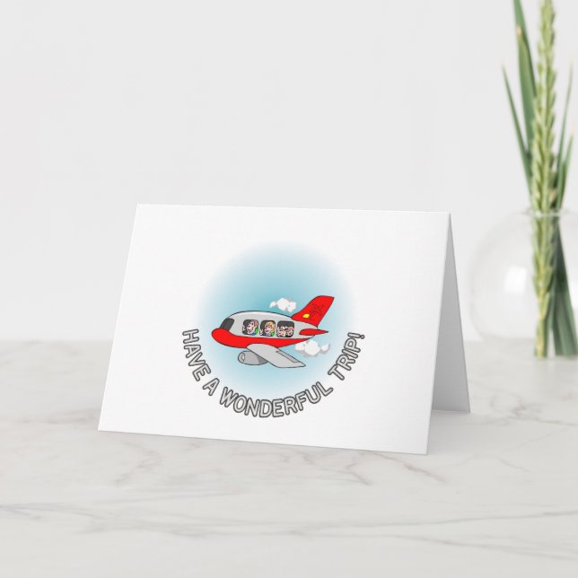 Cartes Pour Fêtes Annuelles Ayez un voyage merveilleux ! Avion avec des (Devant)