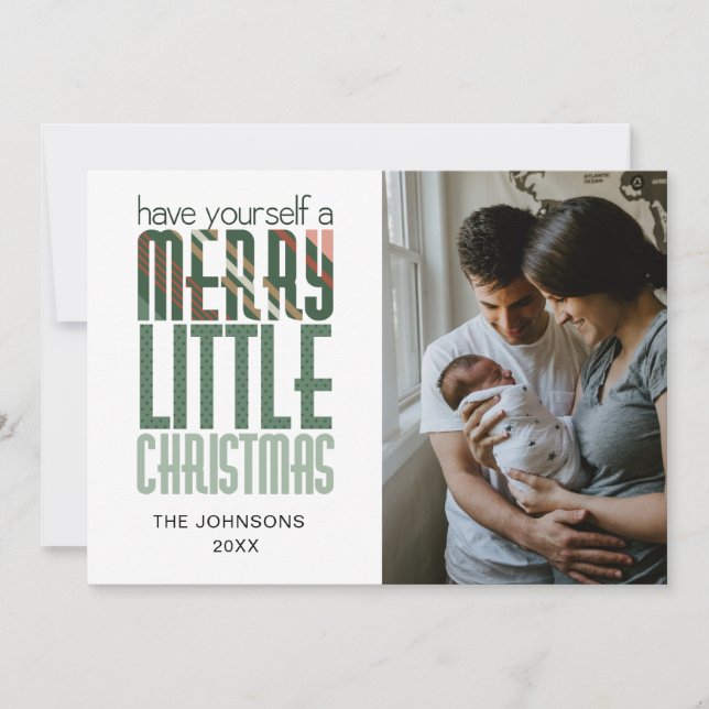 Cartes Pour Fêtes Annuelles Ayez-vous un joyeux petit Noël Photo Plaid (Devant)