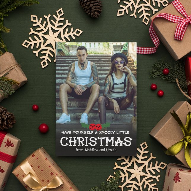 Cartes Pour Fêtes Annuelles Ayez-vous une petite photo de Noël Éffrayante (Créateur téléchargé)