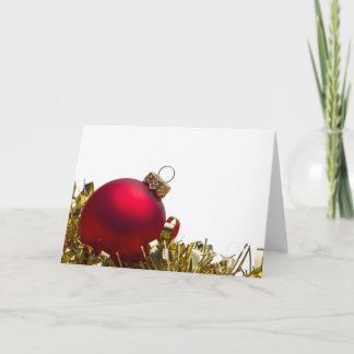Cartes Pour Fêtes Annuelles Babiole de Noël et tresse rouges d'or sur le blanc