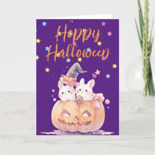 Cartes Pour Fêtes Annuelles Baby Bunnies en Citrouille Halloween Salutation