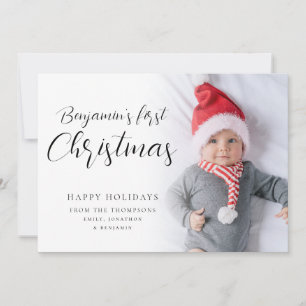 Cartes Pour Fêtes Annuelles Baby First Christmas Custom Photo Calligraphy Hol