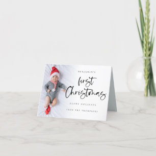 Cartes Pour Fêtes Annuelles Baby First Christmas Custom Photo Name Script