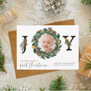 Cartes Pour Fêtes Annuelles Baby First Christmas Elegant & Botanical
