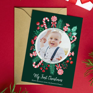 Cartes Pour Fêtes Annuelles Baby First Christmas Keepsaké aquarelle