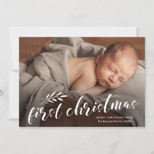 Cartes Pour Fêtes Annuelles Baby First Christmas photo manuscrite de bébé