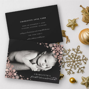 Cartes Pour Fêtes Annuelles Baby First Christmas Winter Snowflakes Photo Naiss