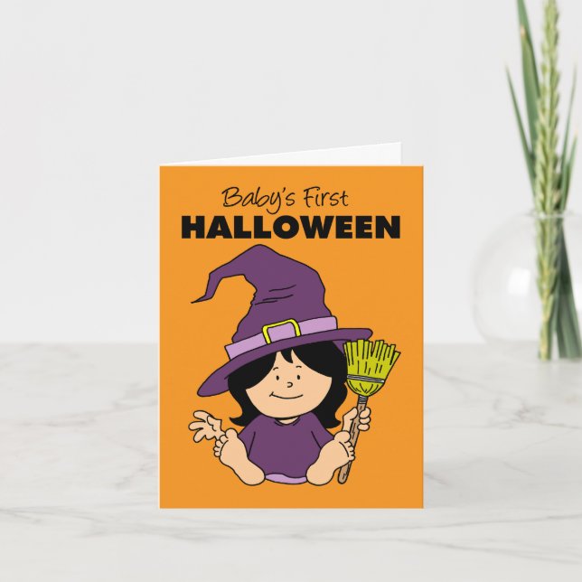 Cartes Pour Fêtes Annuelles Baby First Halloween Girl Cartoon Witch (Devant)