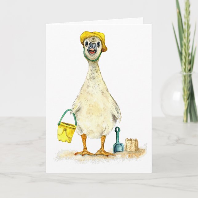Cartes Pour Fêtes Annuelles Baby Gosling on the Beach (Devant)