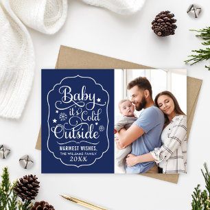 Cartes Pour Fêtes Annuelles Baby It's Cold Outside Photo Bleu Marine