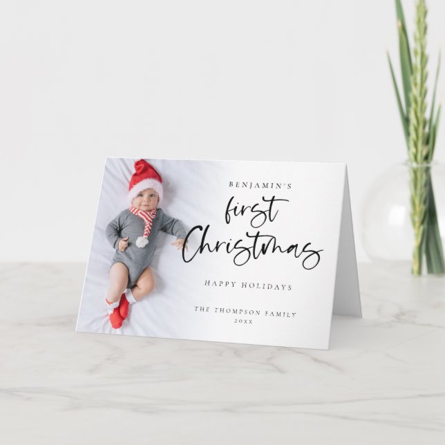 Cartes Pour Fêtes Annuelles Baby moderne First Christmas Photo personnalisée p (Devant)
