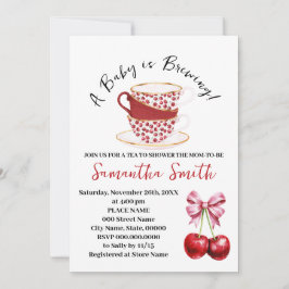 Cartes Pour Fêtes Annuelles Baby shower à thé Cherry Pink