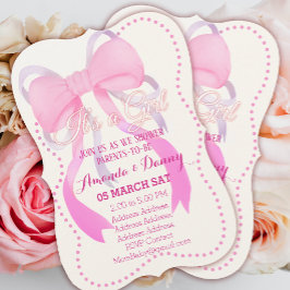 Cartes Pour Fêtes Annuelles Baby shower de ruban rose
