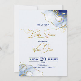 Cartes Pour Fêtes Annuelles baby shower d'or bleu