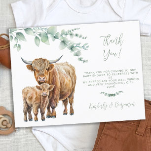 Cartes Pour Fêtes Annuelles Baby shower verdoyant de la vache Highland Merci