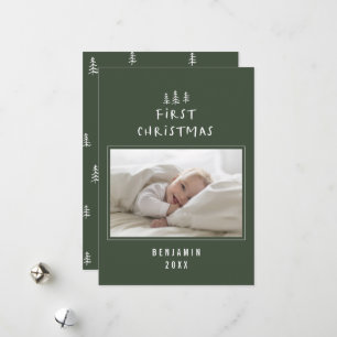 Cartes Pour Fêtes Annuelles babys premier noël élégant dessin photo hol