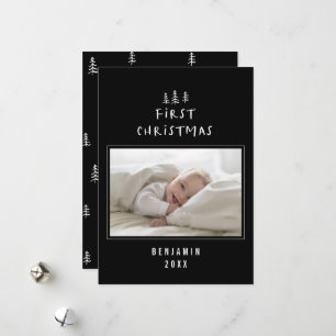 Cartes Pour Fêtes Annuelles babys premier noël élégant dessin photo hol