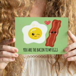 Cartes Pour Fêtes Annuelles Bacon et oeufs Kawaii Funny Valentines Days