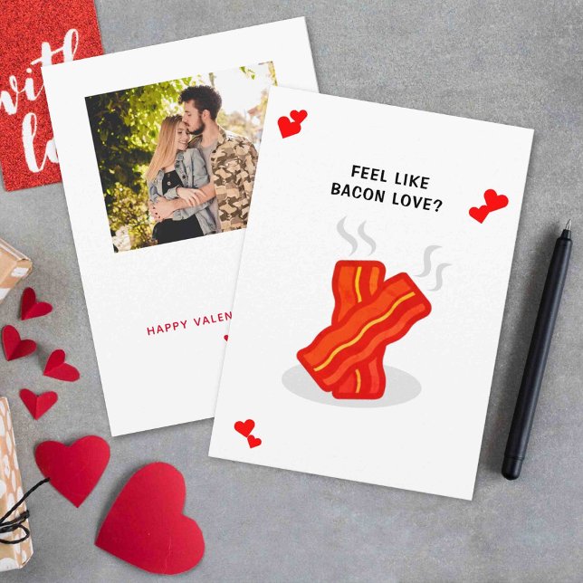 Cartes Pour Fêtes Annuelles Bacon Love Funny Whimsy Saint-Valentin (Créateur téléchargé)