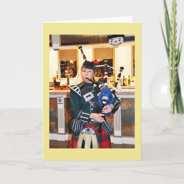 Cartes Pour Fêtes Annuelles Bagpiper (Devant)