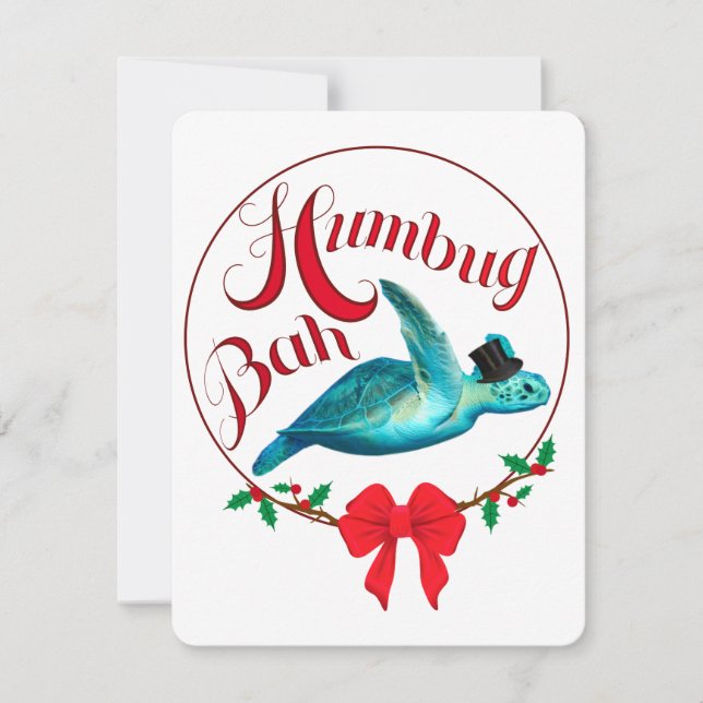 Cartes Pour Fêtes Annuelles Bah Humbug Scrooge Tortue de Noël (Devant)