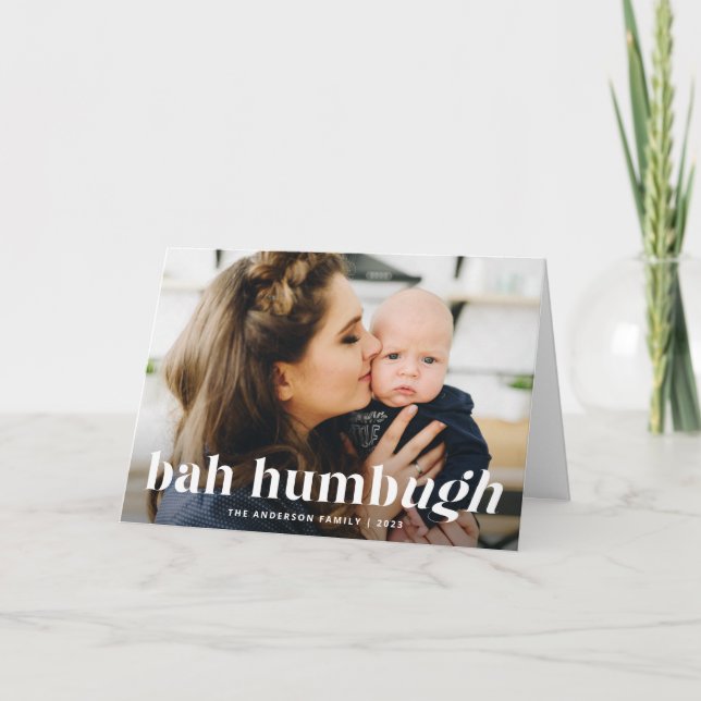 Cartes Pour Fêtes Annuelles Bah Humbug Ugh Funny Photo Holiday (Devant)