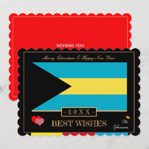 Cartes Pour Fêtes Annuelles Bahamas Flag & Happy Nouvel An/Meilleur bulletin d