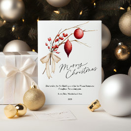 Cartes Pour Fêtes Annuelles Baie Élégante de Pin Joyeux Noël Plat