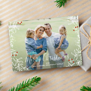 Cartes Pour Fêtes Annuelles Baies botaniques Joyeux Noël Photo de famille