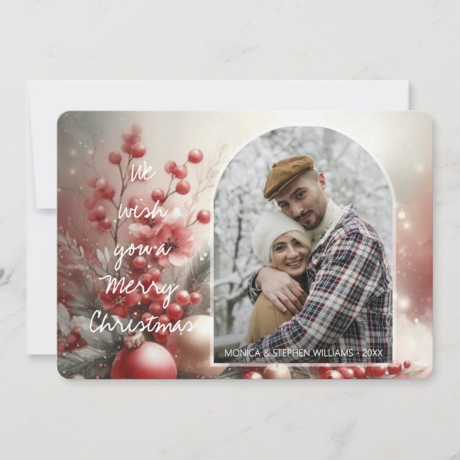 Cartes Pour Fêtes Annuelles Baies de Fleurs Rouges Chic et tendance (Devant)